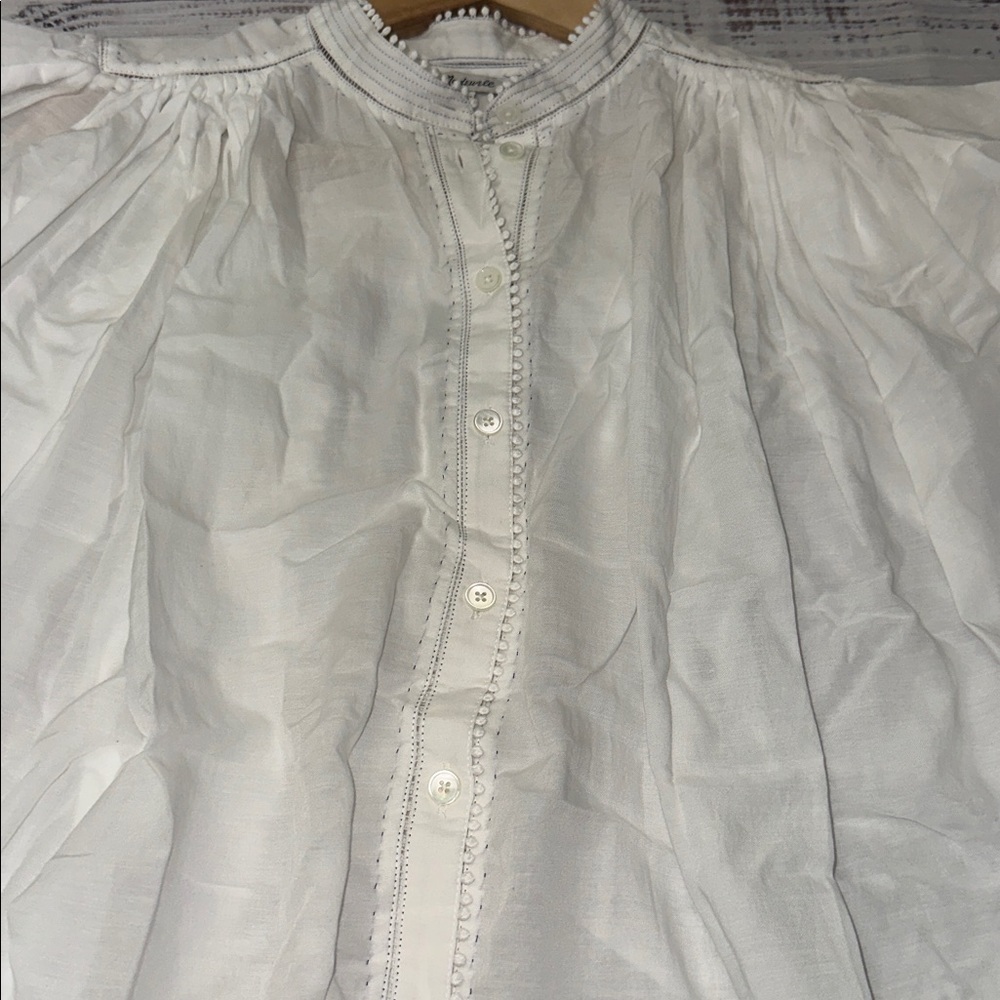 Madewell Shirred Lace-Trim Top Sz. S - Picture 9 of 10